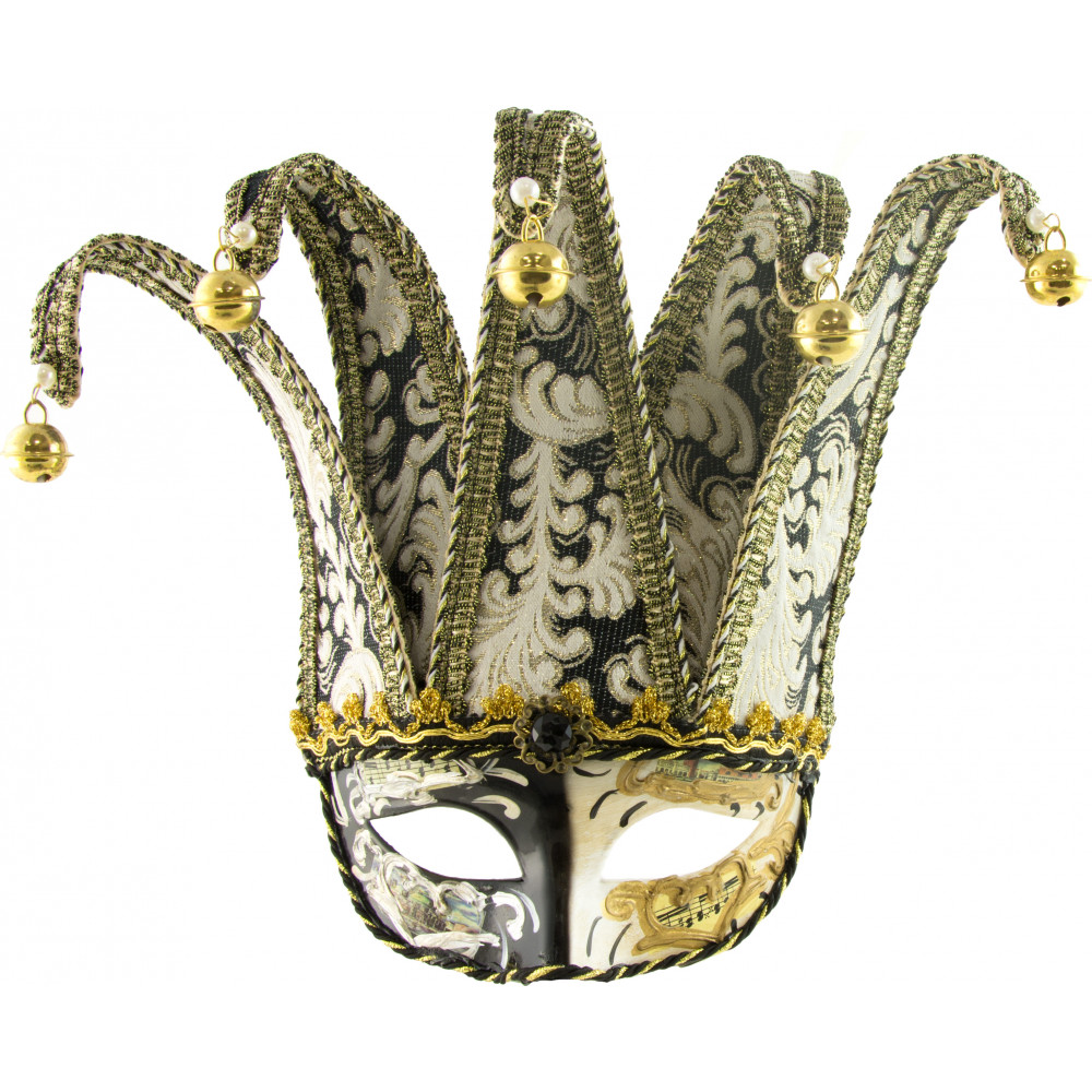Venetian Mask,black Brocade Jester for Decoration,original Mask