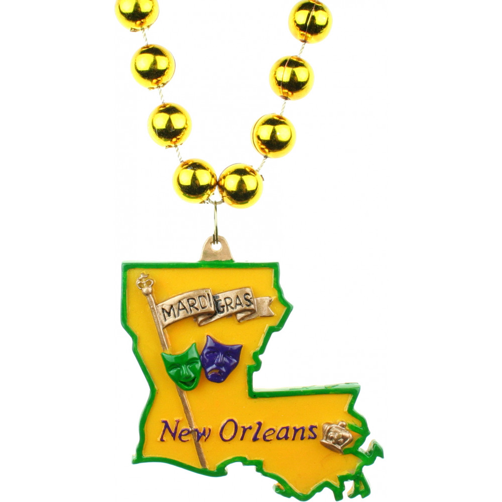 Black Gold Louisiana State Map Seed Bead Zip Bag - AZ31912BKG