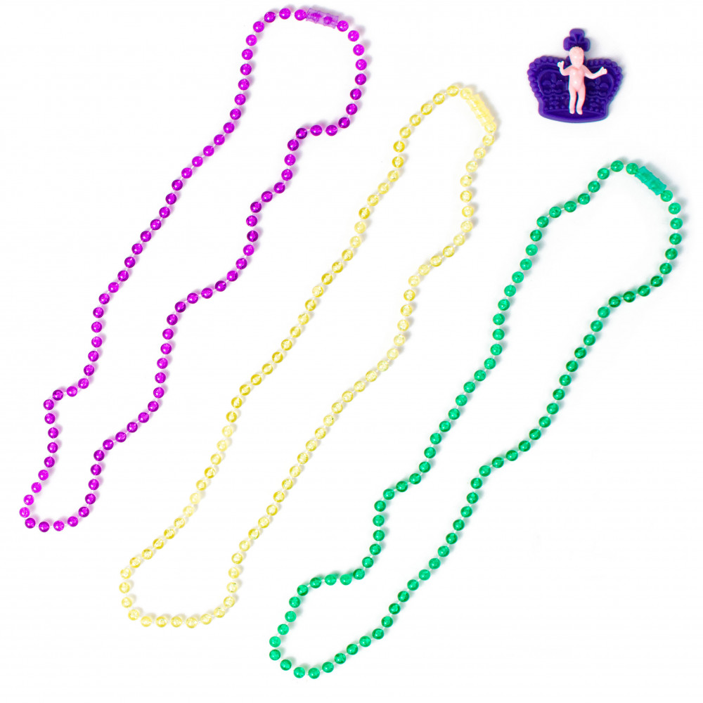 Food Safe Mardi Gras Beads & Baby on Crown Cake Toppers (4 Pcs) [41269] 