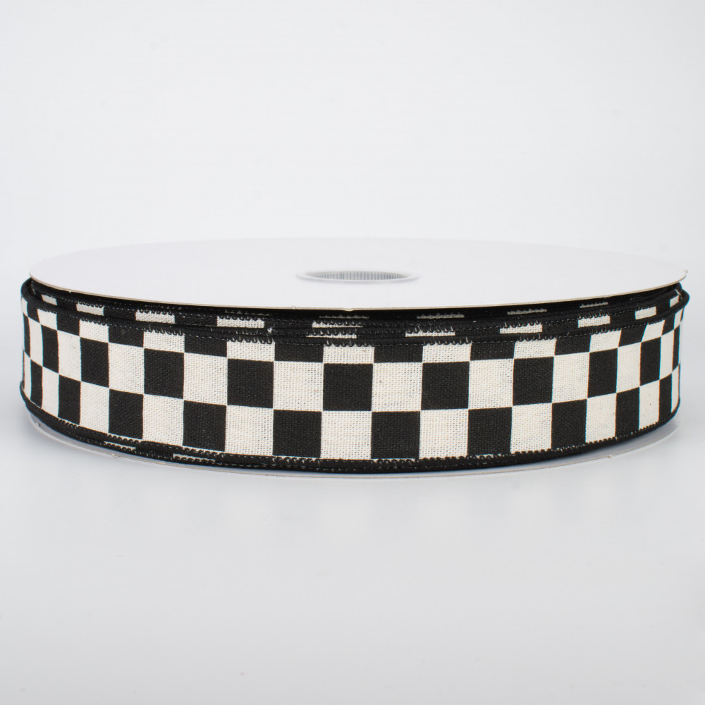 Farrisilk Foil Checks 2.5, Checkerboard Ribbon, Black and White Checker  Ribbon, Black White Checked Ribbon