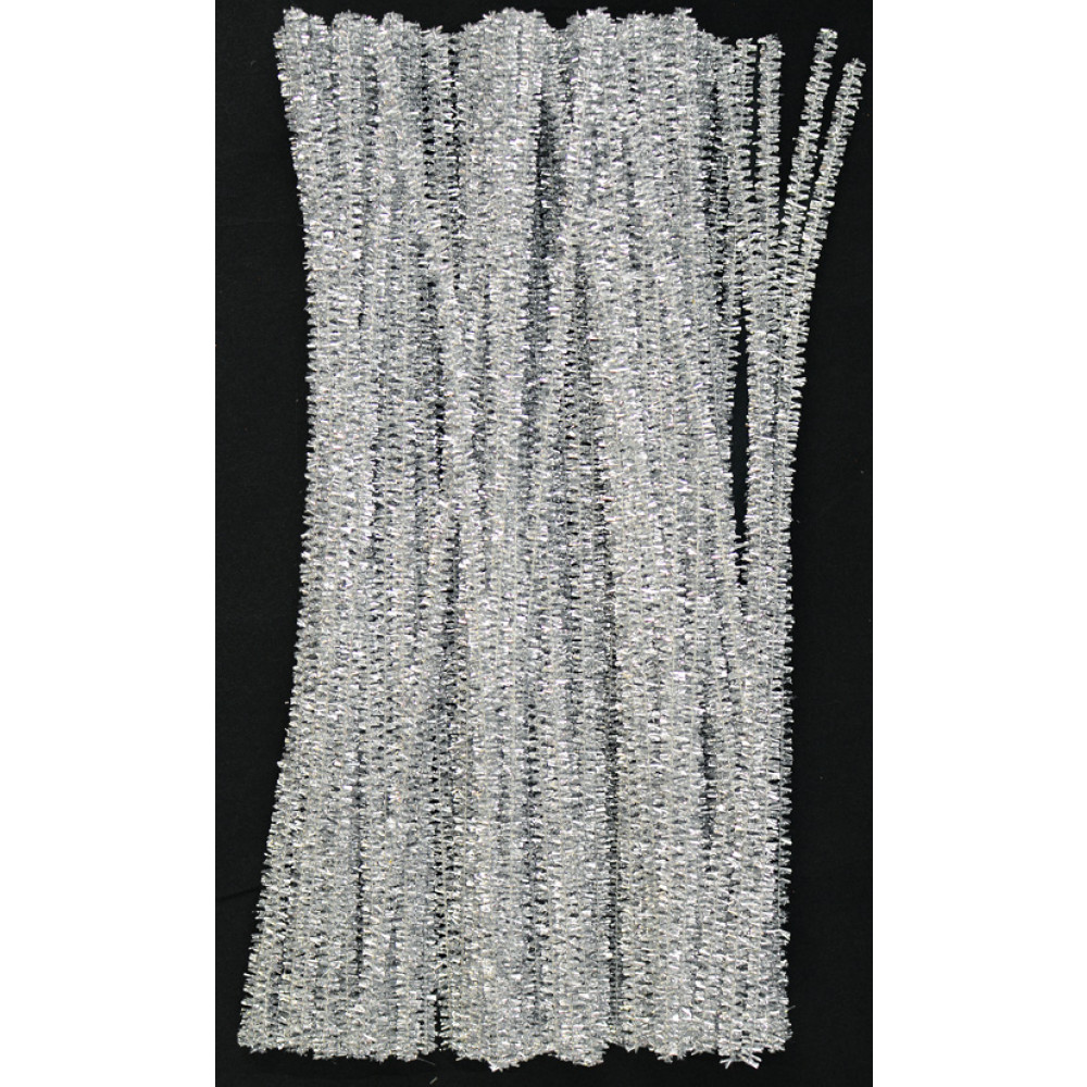 Pipe Cleaner Stems: Tinsel Silver (100) [MA300126] 