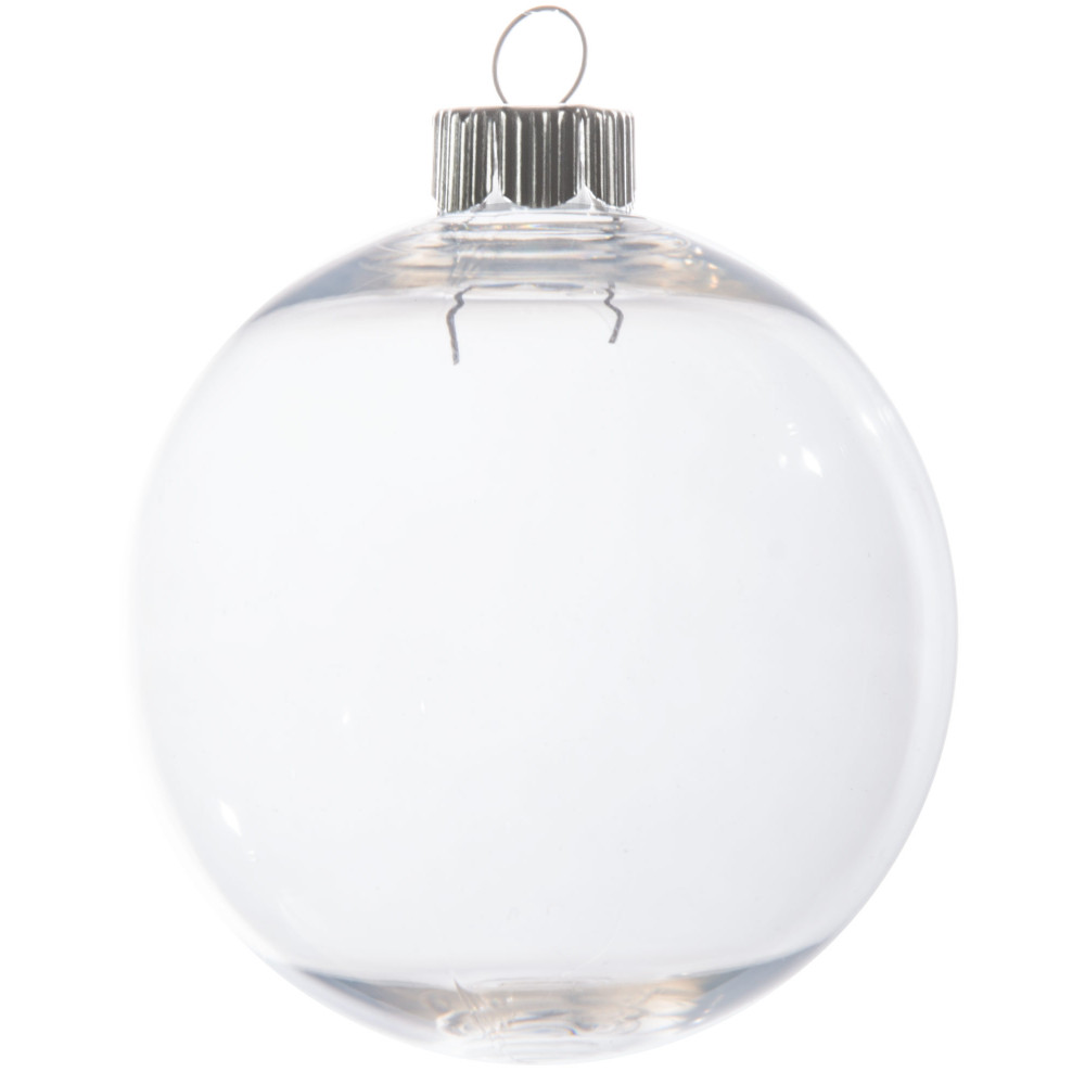 83 mm/3.27 inch Round Fillable Clear Plastic Ball Ornaments Clear Christmas Plastic  Ornaments with Rope and Removable Metal Cap Clear Hanging Ornaments for  Crafts Christmas Tree Decor (Silver, 6 Pcs) 