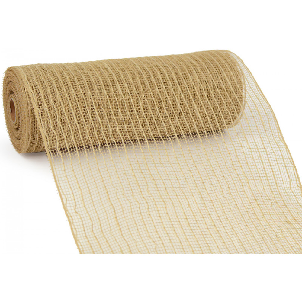 Poly Jute Burlap Deco Mesh, 10.5 Inches x 10 Yards (Natural) : RY800518