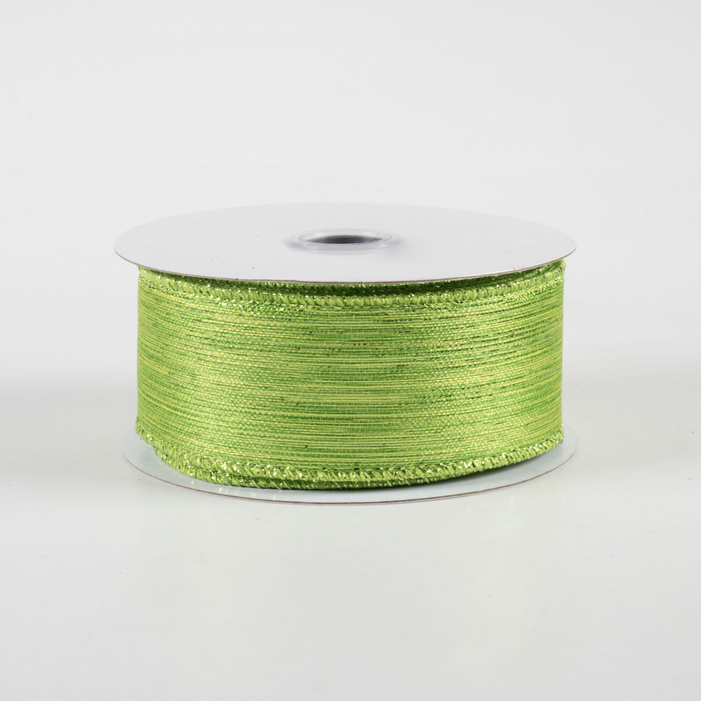 Lime Green White - Diagonal Stripe Multi Check Ribbon - 1-1/2 inch x 10 Yards