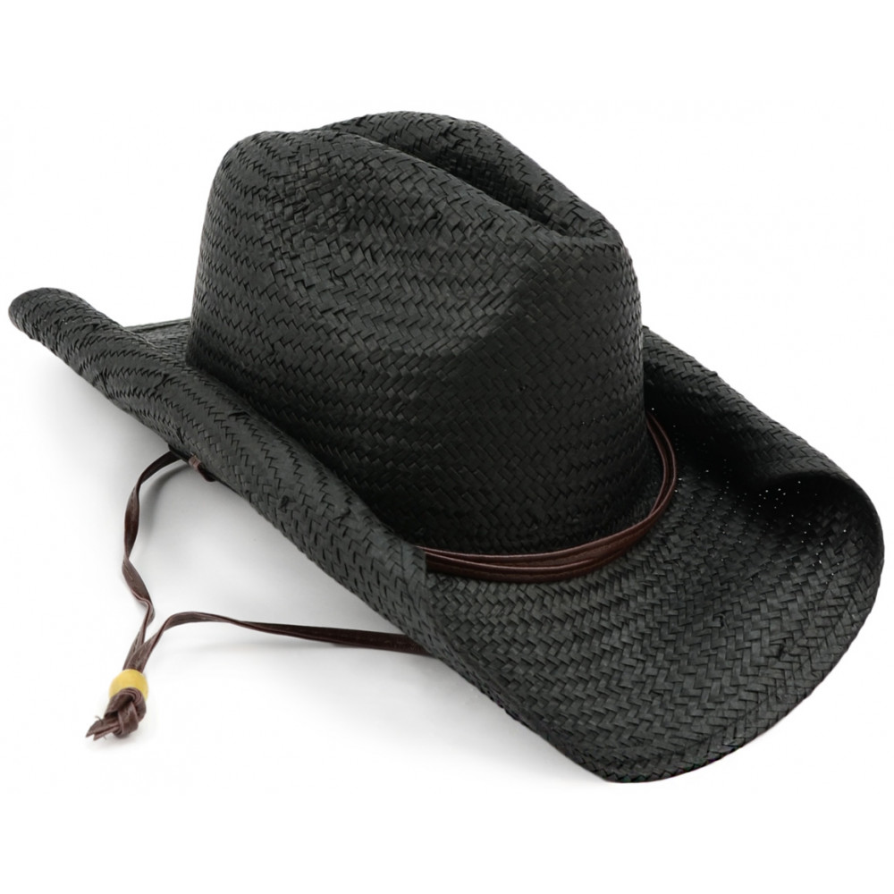 Rolled Brim Cowboy Hat: Black [20535BKAO] - MardiGrasOutlet.com