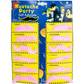 Novelty Pink Mustaches (Set of 12)