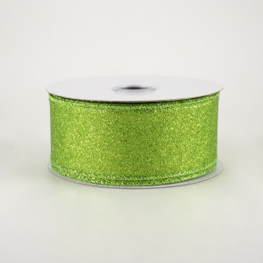 1.5 Fine Glitter on Royal Ribbon: Black & Emerald Green (10 Yards